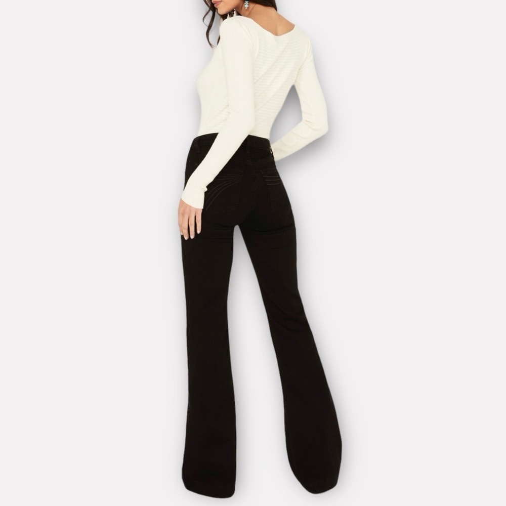 7 For All Mankind B(Air) Dojo Flare Trouser Jean Black NWT